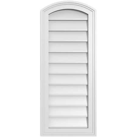 Ekena Millwork Arch Top Surface Mount PVC Gable Vent: Functional, w/ 2"W x 1-1/2"P Brickmould Frame, 14"W x 34"H GVPAR14X3402SF